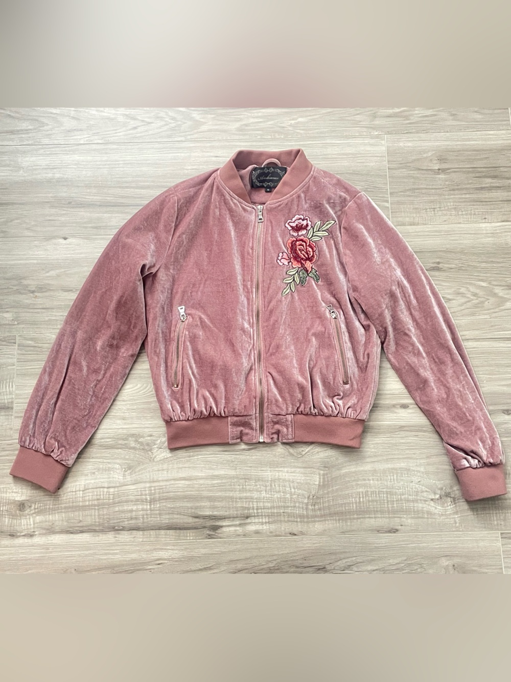 Y2K Vintage Rose Gold Bomber Jacket